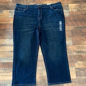SONONA ALL ABOUT COMFORT Straight Crop Dark Wash Stretch Denim Size 24W